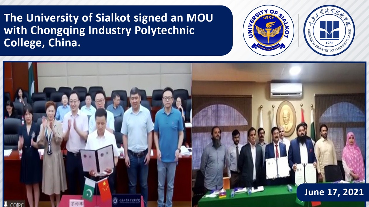 The University of Sialkot signed an MOU with Chongqing Industry Polytechnic College, China.