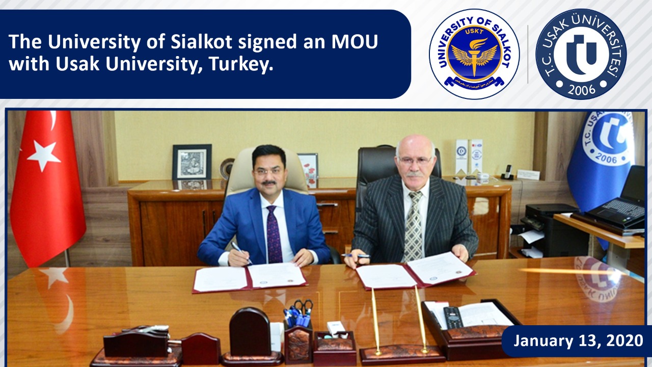 The University of Sialkot signed an MOU with Usak University, Turkey.
